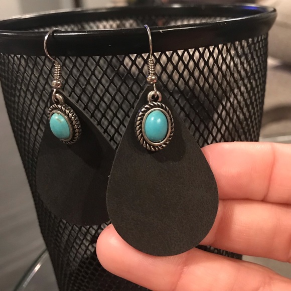 SOLD OUT New Black & Turquoise Charm Earrings! - Picture 3 of 4